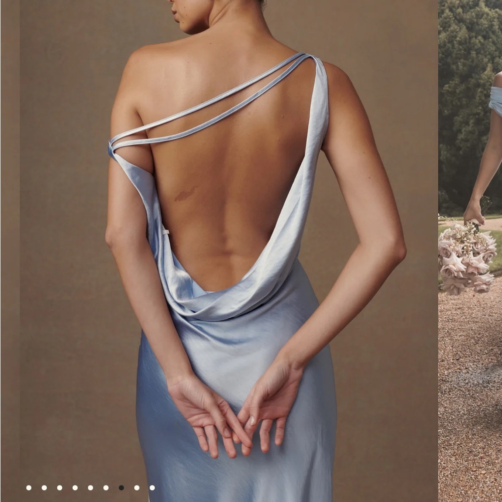 Meshki Yvette Slip Maxi Dress With Asymmetrical Hem - Cornflower Blue Small - Picture 4 of 10